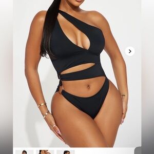Chic Black Asymmetrical Swimsuit
